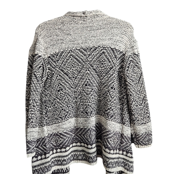 J. Jill Sweater Fringe Trim Cardigan Cotton Wool Black Western Chunky Boho Small - Picture 6 of 12